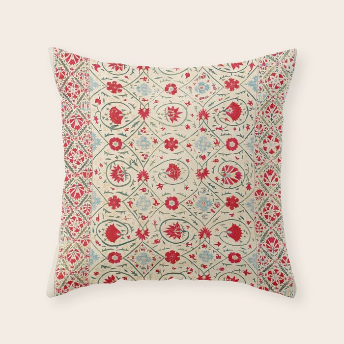Nurata Suzani Uzbekistan Embroidery Print Throw Pillow Gallery Image 6