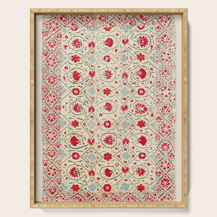 Nurata Suzani Uzbekistan Embroidery Print Serving Tray Gallery Image 1
