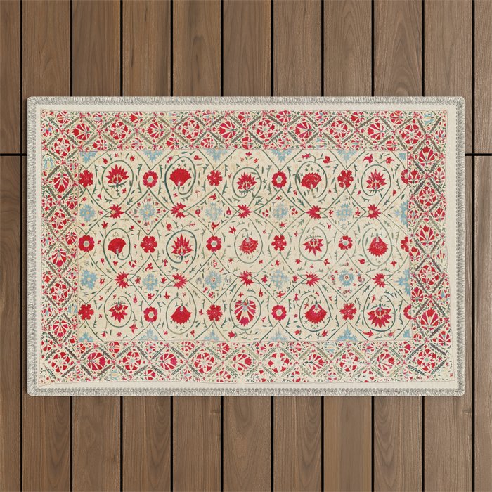 Nurata Suzani Uzbekistan Embroidery Print Outdoor Rug Gallery Image 1