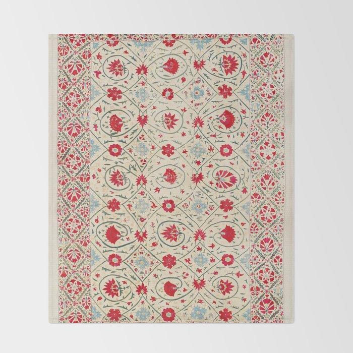 Nurata Suzani Uzbekistan Embroidery Print Throw Blanket Gallery Image 2