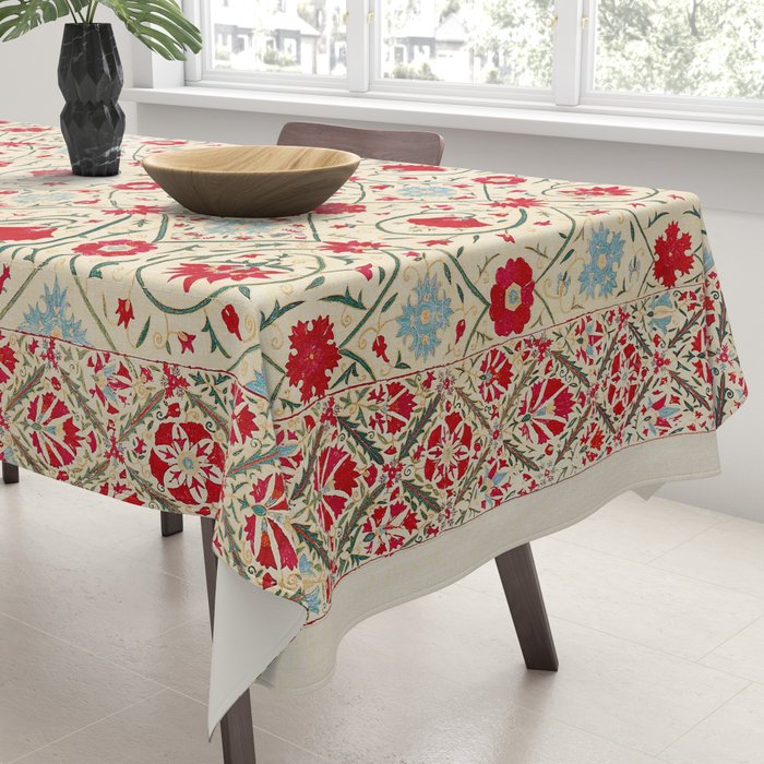 Nurata Suzani Uzbekistan Embroidery Print Tablecloth Gallery Image 3
