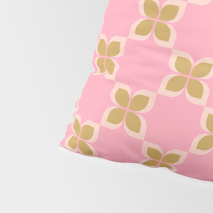 Retro flower check pink green Pillow Sham Gallery Image 4