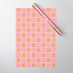 Retro flower check pink green Wrapping Paper Gallery Image 1