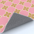 Retro flower check pink green Rug Gallery Image 4