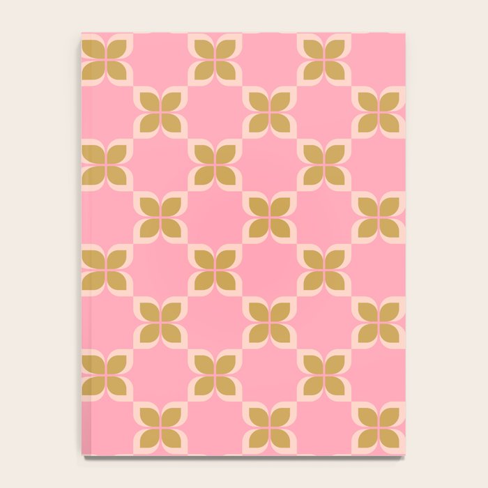 Retro flower check pink green Notebook Gallery Image 4