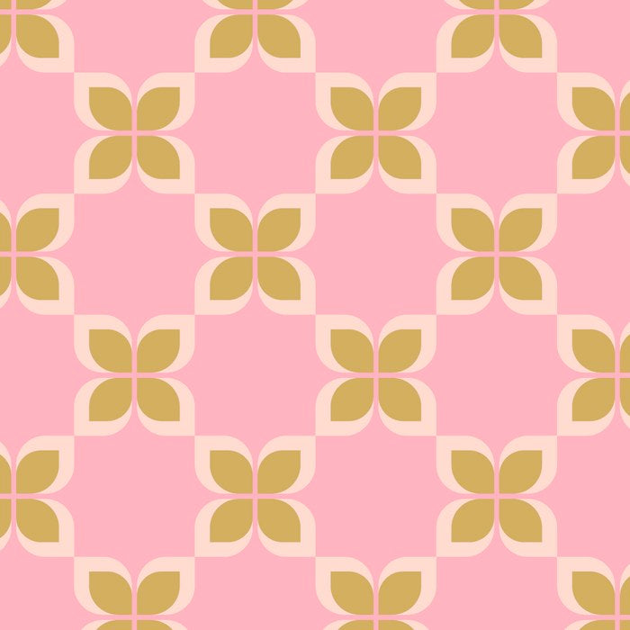 Retro flower check pink green Coffee Mug Gallery Image 2