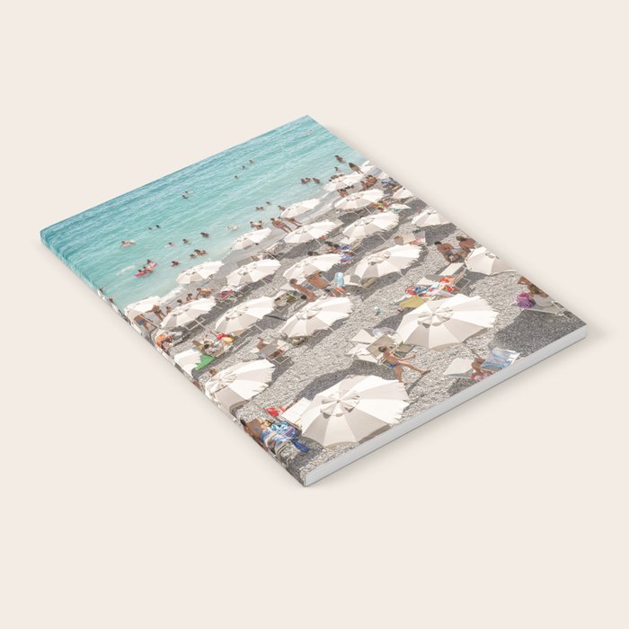 Amalfi Coast Beach Umbrella Photo | Italian Summer In Pastel Colors Art Print | Italy, Europe Travel Photography Notebook Gallery Image 1