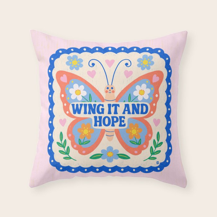 Wing It and Hope Throw Pillow Gallery Image 1