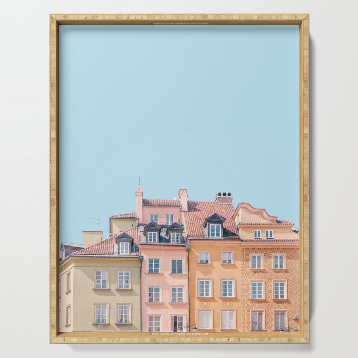 Warsaw Pastels - Poland Architecture, Travel Photography Serving Tray Gallery Image 1