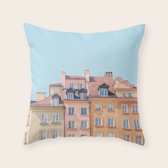 Warsaw Pastels - Poland Architecture, Travel Photography Throw Pillow Gallery Image 6