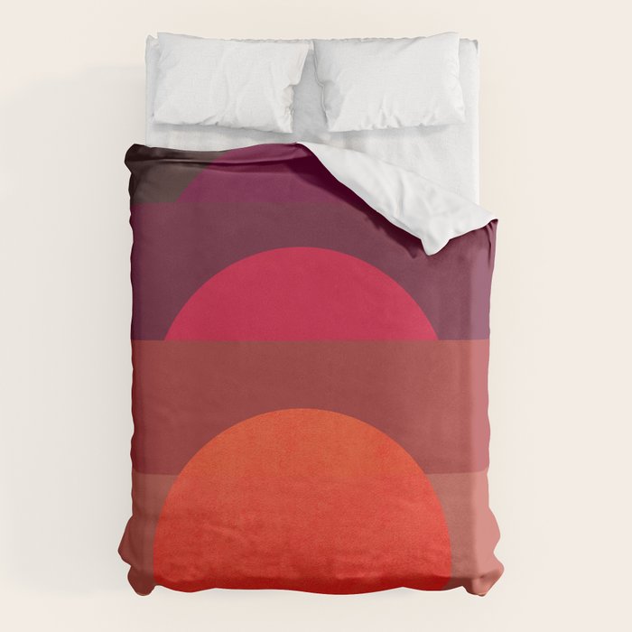 Abstraction_SUNSET_RED_BOHEMIAN_POP_ART_Minimalism_0124A Duvet Cover Gallery Image 1