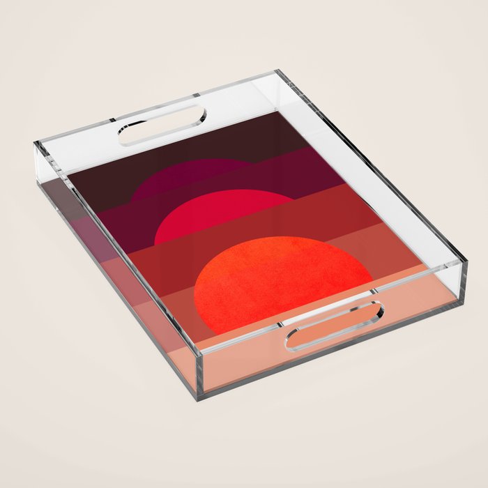 Abstraction_SUNSET_RED_BOHEMIAN_POP_ART_Minimalism_0124A Acrylic Tray Gallery Image 1