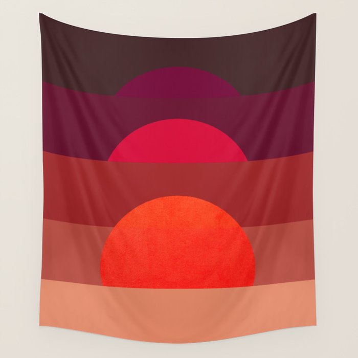 Abstraction_SUNSET_RED_BOHEMIAN_POP_ART_Minimalism_0124A Wall Tapestry Gallery Image 4