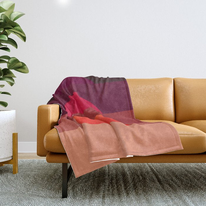 Abstraction_SUNSET_RED_BOHEMIAN_POP_ART_Minimalism_0124A Throw Blanket Gallery Image 1
