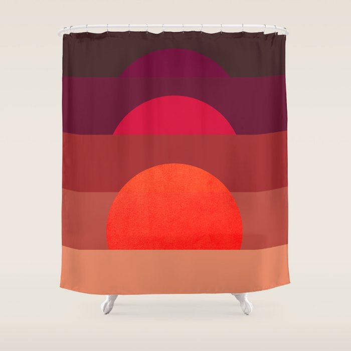 Abstraction_SUNSET_RED_BOHEMIAN_POP_ART_Minimalism_0124A Shower Curtain Gallery Image 1