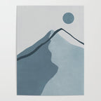 Minimalist Mountain Boho Landscape in Light Blue Tones Poster Gallery Image 4