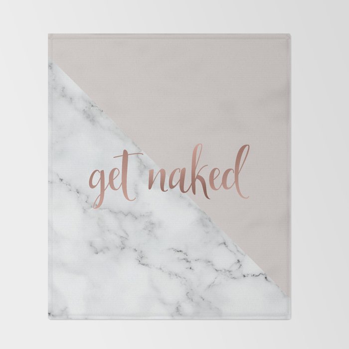 Get Naked, Bathroom Art, Rose Gold, Blush Pink, Marble Throw Blanket Gallery Image 2