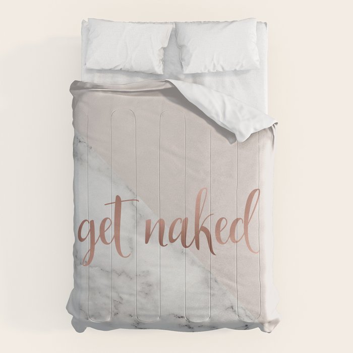 Get Naked, Bathroom Art, Rose Gold, Blush Pink, Marble Comforter Gallery Image 6
