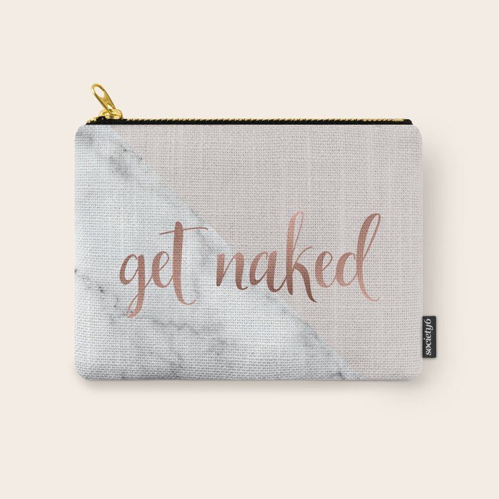 Get Naked, Bathroom Art, Rose Gold, Blush Pink, Marble Carry All Pouch Gallery Image 1
