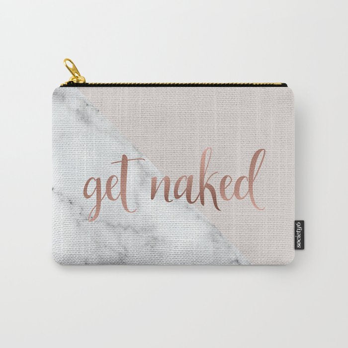 Get Naked, Bathroom Art, Rose Gold, Blush Pink, Marble Carry All Pouch Gallery Image 1