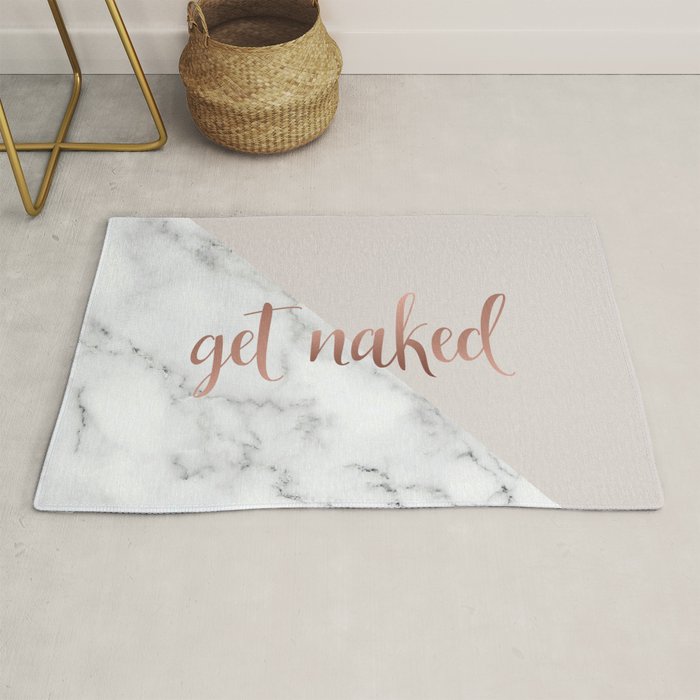 Get Naked, Bathroom Art, Rose Gold, Blush Pink, Marble Rug Gallery Image 1