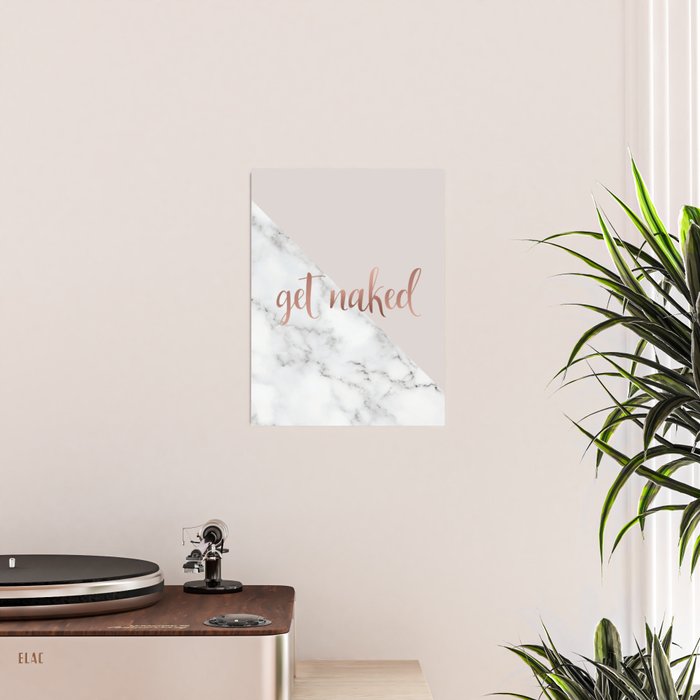 Get Naked, Bathroom Art, Rose Gold, Blush Pink, Marble Poster Gallery Image 2