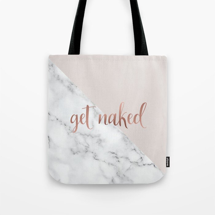 Get Naked, Bathroom Art, Rose Gold, Blush Pink, Marble Tote Bag Gallery Image 1