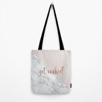 Get Naked, Bathroom Art, Rose Gold, Blush Pink, Marble Tote Bag Gallery Image 2