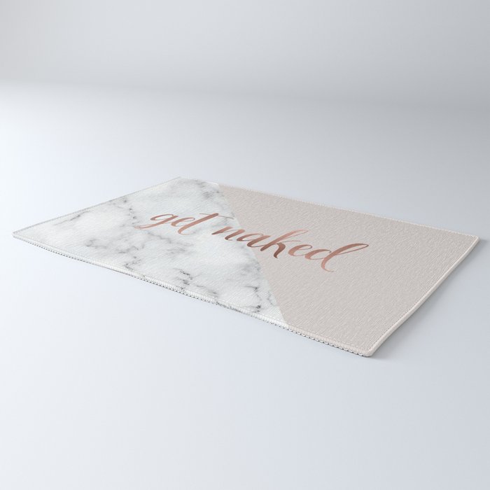 Get Naked, Bathroom Art, Rose Gold, Blush Pink, Marble Rug Gallery Image 3