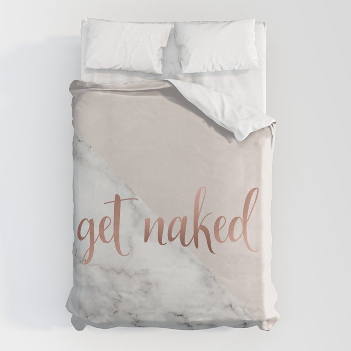 Get Naked, Bathroom Art, Rose Gold, Blush Pink, Marble Duvet Cover Gallery Image 6