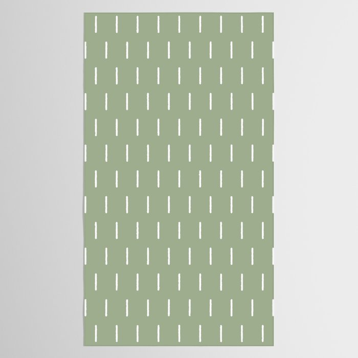 Modern Boho Minimal Pattern, Sage Green and White Tablecloth Gallery Image 2