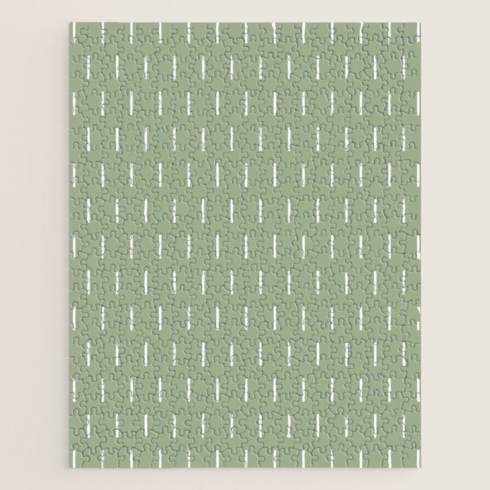 Modern Boho Minimal Pattern, Sage Green and White Jigsaw Puzzle Gallery Image 1