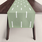 Modern Boho Minimal Pattern, Sage Green and White Table Runner Gallery Image 1