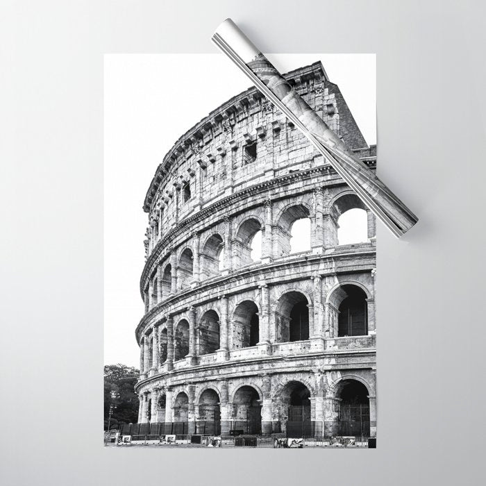 Colosseum Rome Black and White Wrapping Paper Gallery Image 1