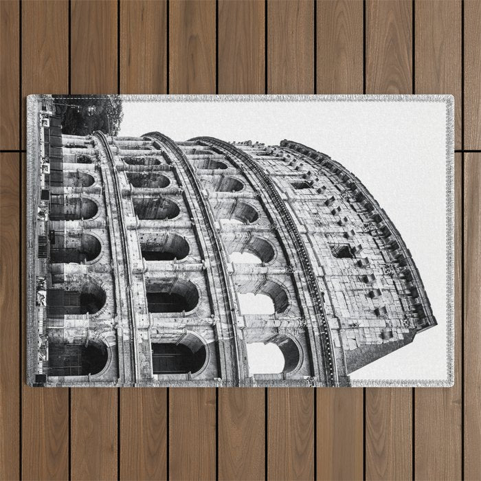 Colosseum Rome Black and White Outdoor Rug Gallery Image 1