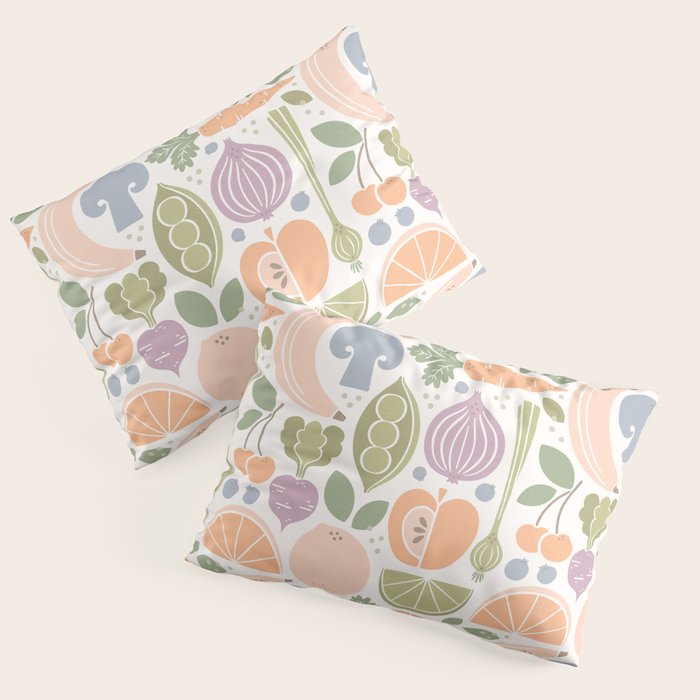 Fruits and Veggies 2025 Calendar Pastel Pillow Sham Gallery Image 3