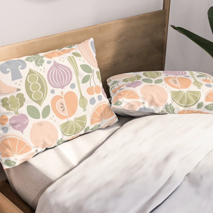 Fruits and Veggies 2025 Calendar Pastel Pillow Sham Gallery Image 2