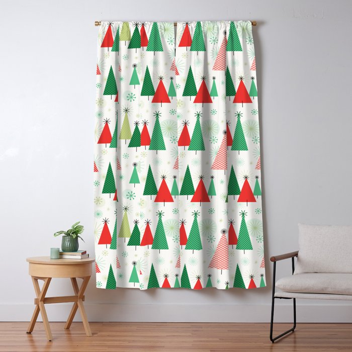 Mid Century Happy Holidays Window Curtain Gallery Image 5