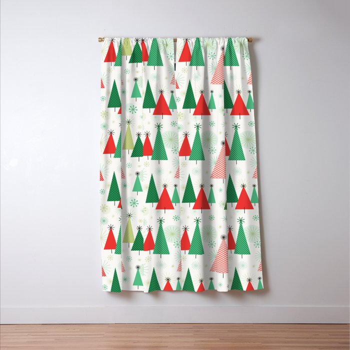 Mid Century Happy Holidays Window Curtain Gallery Image 3