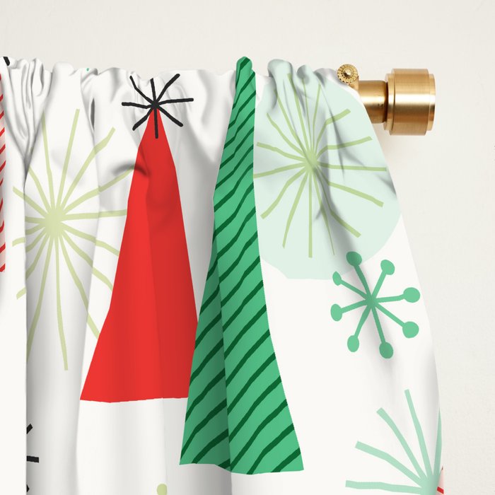 Mid Century Happy Holidays Window Curtain Gallery Image 2
