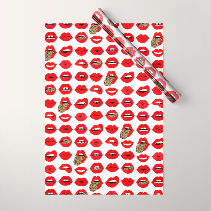 Leopard Lips of Love Wrapping Paper Gallery Image 1
