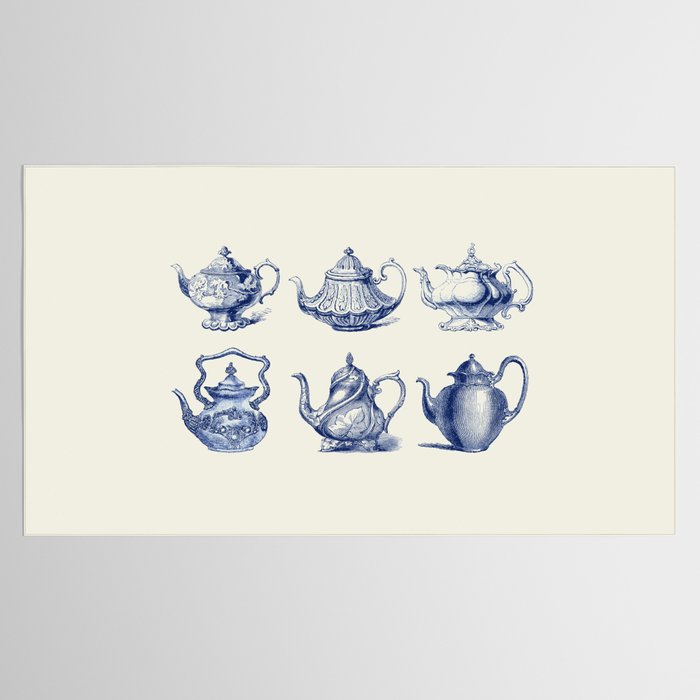 Blue Tea Pots Tablecloth Gallery Image 2