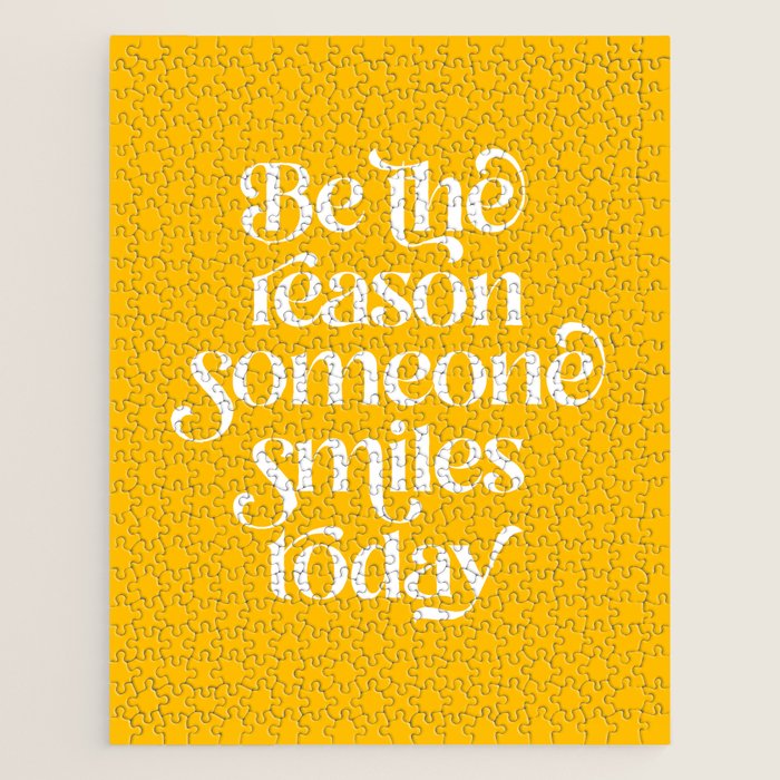 Motivational words smile today yellow Jigsaw Puzzle Gallery Image 1