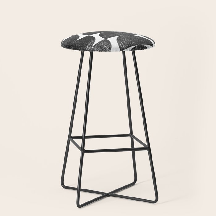 Mid Century Modern Op Art Black and White Pattern Stool Gallery Image 1