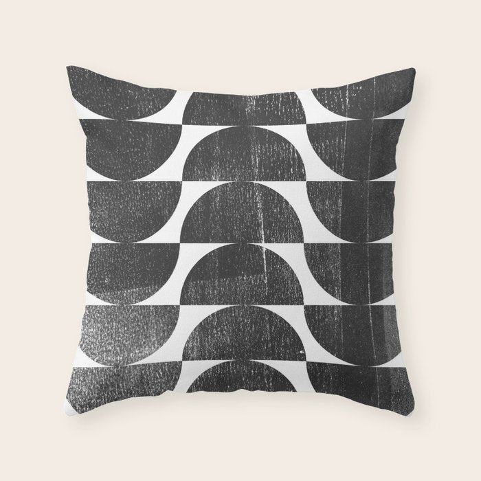 Mid Century Modern Op Art Black and White Pattern Throw Pillow Gallery Image 6