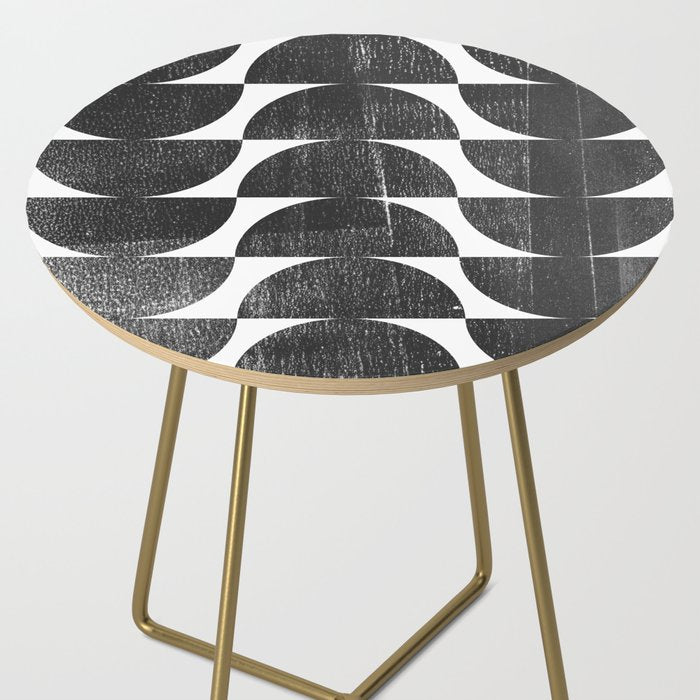 Mid Century Modern Op Art Black and White Pattern Side Table Gallery Image 2