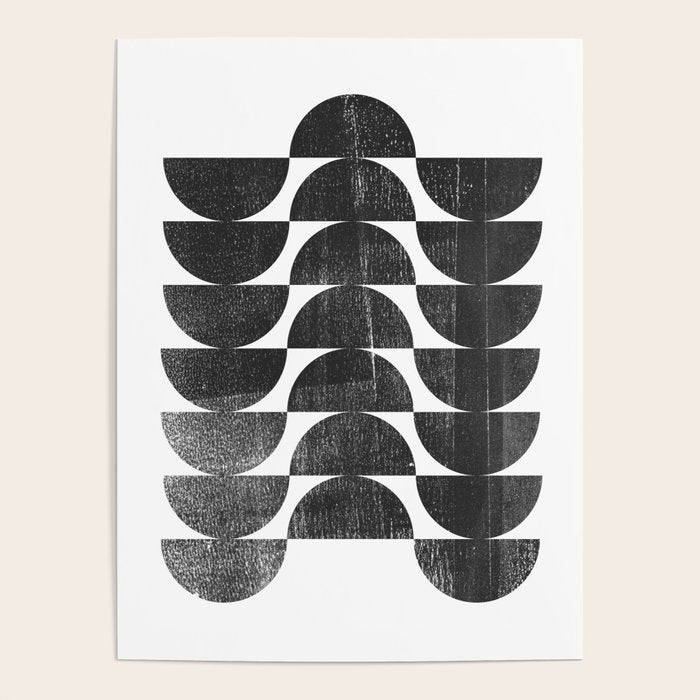 Mid Century Modern Op Art Black and White Pattern Poster Gallery Image 4