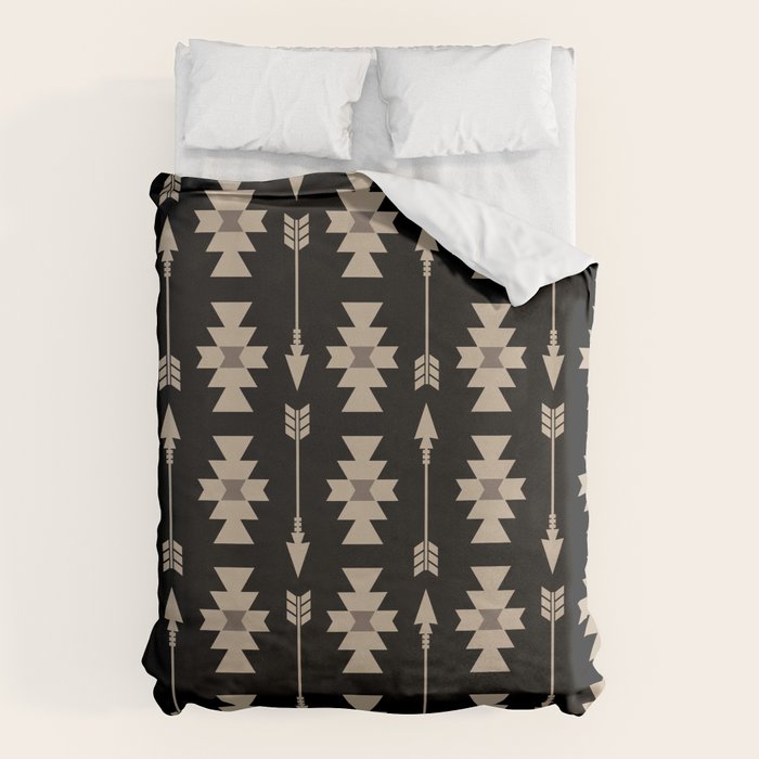 Southwestern Arrow Pattern 233 Black and Beige Duvet Cover Gallery Image 6