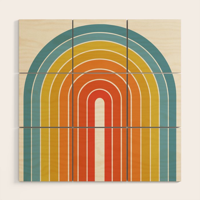 Gradient Arch X Bright Rainbow Mid Century Modern Rainbow Wood Wall Art Gallery Image 1