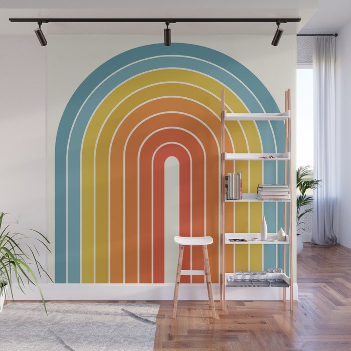 Gradient Arch X Bright Rainbow Mid Century Modern Rainbow Wall Mural Gallery Image 1